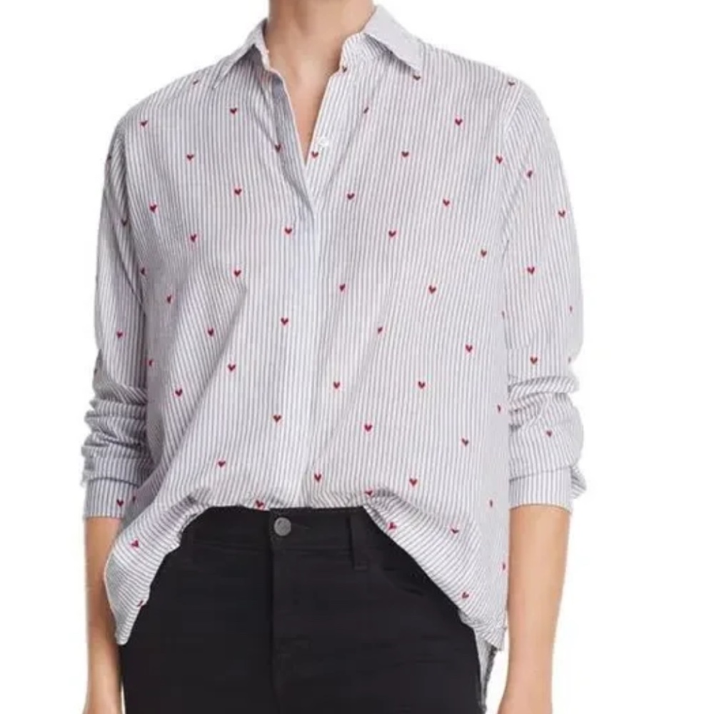 RAILS blouse, Taylor Girona Stripe with red Hearts, XS